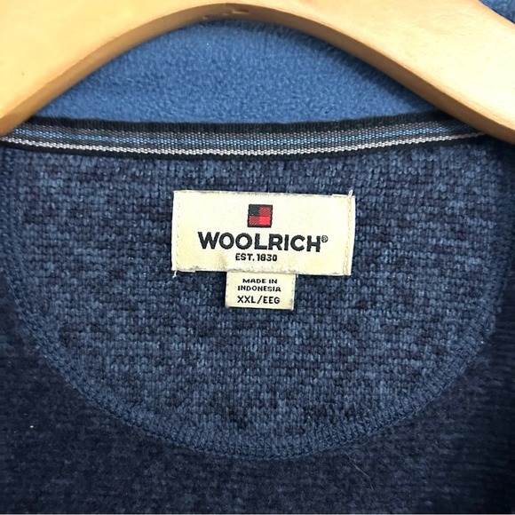 Woolrich men’s 1/4 zip fleece pullover blue sweater warm winter EUC size XXL - Picture 6 of 11